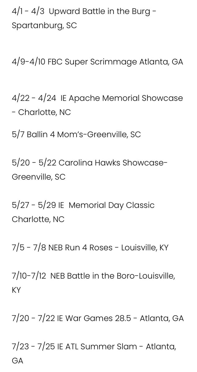 kileyphillips28's tweet photo. 2022 FBC Carolina Hawks Elite 17u Schedule https://t.co/OPie5RHJAM