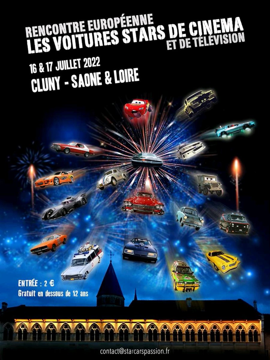 VoituresStars's tweet photo. Notre rassemblement est de retour à Cluny les 16 &amp; 17 juillet 2022.
Plus d'infos à venir prochainement !

#voitures #cinema #serie #rassemblement #automobile #cluny #SaoneEtLoire  #delorean #ecto1 #HarryPotter #jurassicpark  #Ghostbusters #choupette #madmax #k2000 #bumblebee https://t.co/fOwvepxVEg