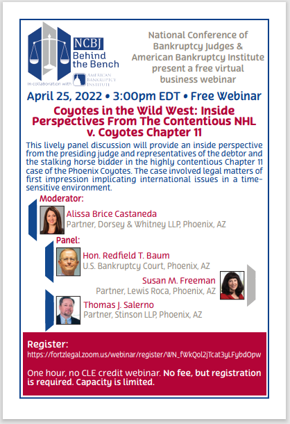 Power play! Another FREE seminar from <a href="/ncbj_conf/">Nat’l Conf. of Bankr. Judges</a>. This time about NHL and bankruptcy! Registration URL is in red field below. <a href="/FlaBizLaw/">Business Law Section</a> <a href="/tampabaybba/">tampabaybba</a> <a href="/IWIRCFlorida/">IWIRC - Florida</a>