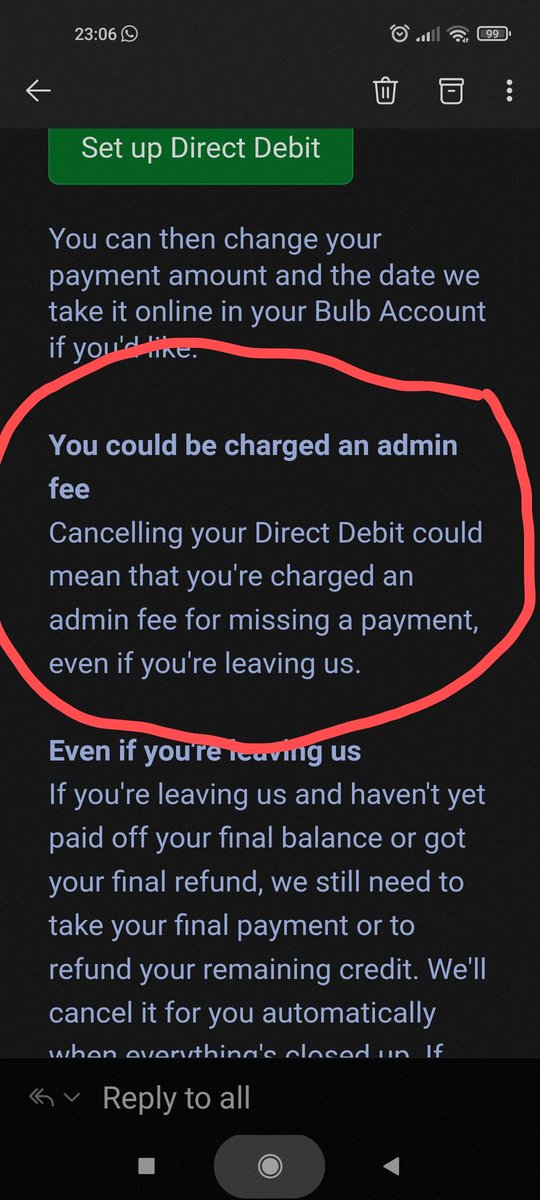 stay_human1's tweet photo. Cancelled my d/d and explained to Bulb that I would pay monthly or quarterly and am now being threatened with an 'admin feel. Is this even legal? What happened to choice?
Why is everything like the wild west since COVID?
#EnergyPrices #BulbEnergy #EnergyCrisis https://t.co/ifutV76gbV
