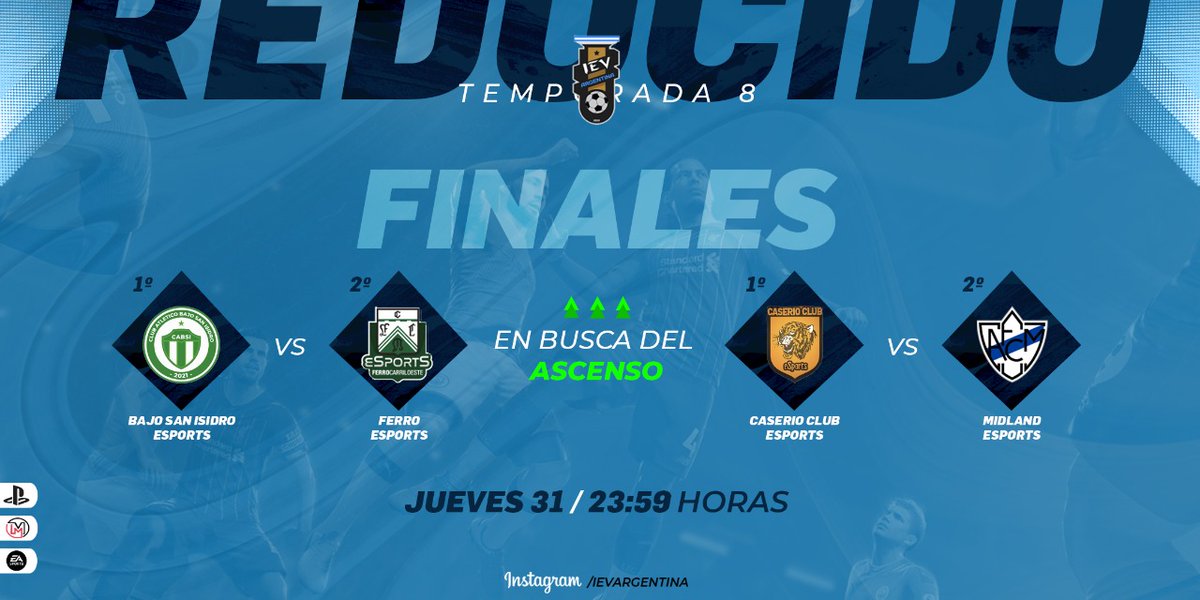ievargentina's tweet photo. 🎮 #Reducido

⚽ Noche de finales en #IEVArgentina 🎮

Esta noche tenemos dos finales la cuál decidirán sí tanto #Caserio y #BajoSanIsidro siguen en la máxima categoría o #Ferro y #Midland conseguirán ese ansiado ascenso.. 

¿Habra alguna sorpresa? 🤨

Te leemos. https://t.co/ikxwpIpop9