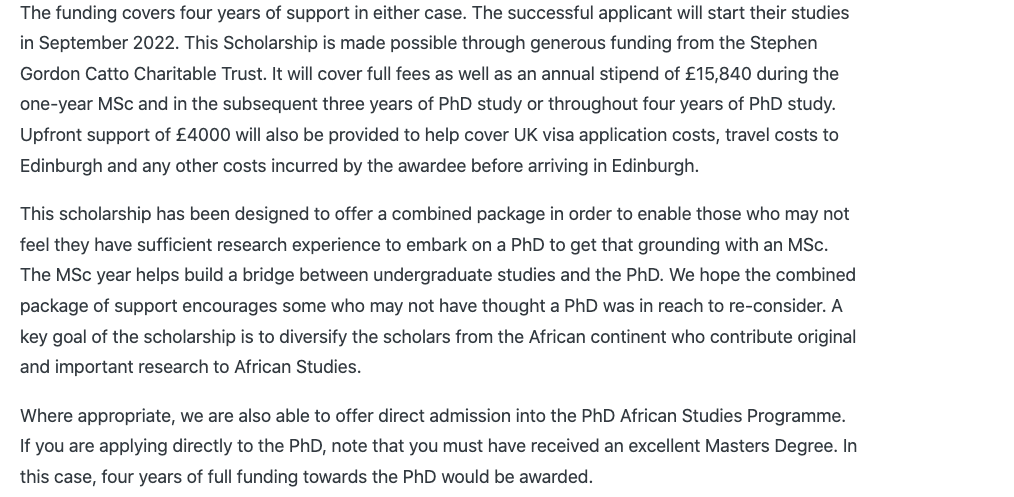 olumuyiwaayo's tweet photo. The Centre of African Studies, University of Edinburgh is pleased to announce the availability of one full scholarship for suitable female applicants from Africa to study for an MSc in Africa and International https://t.co/qCuWy4DRgv