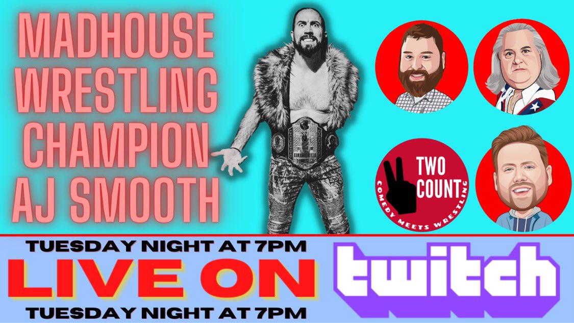 2countshow's tweet image. We are excited to welcome @AJSmoothGJP to the show Tuesday night on #twitch! 7pm CT. Don’t miss it! #wrestling #madhouse #IPW #AEW #WWE #WrestleMania    twitch.tv/twocountwrestl…