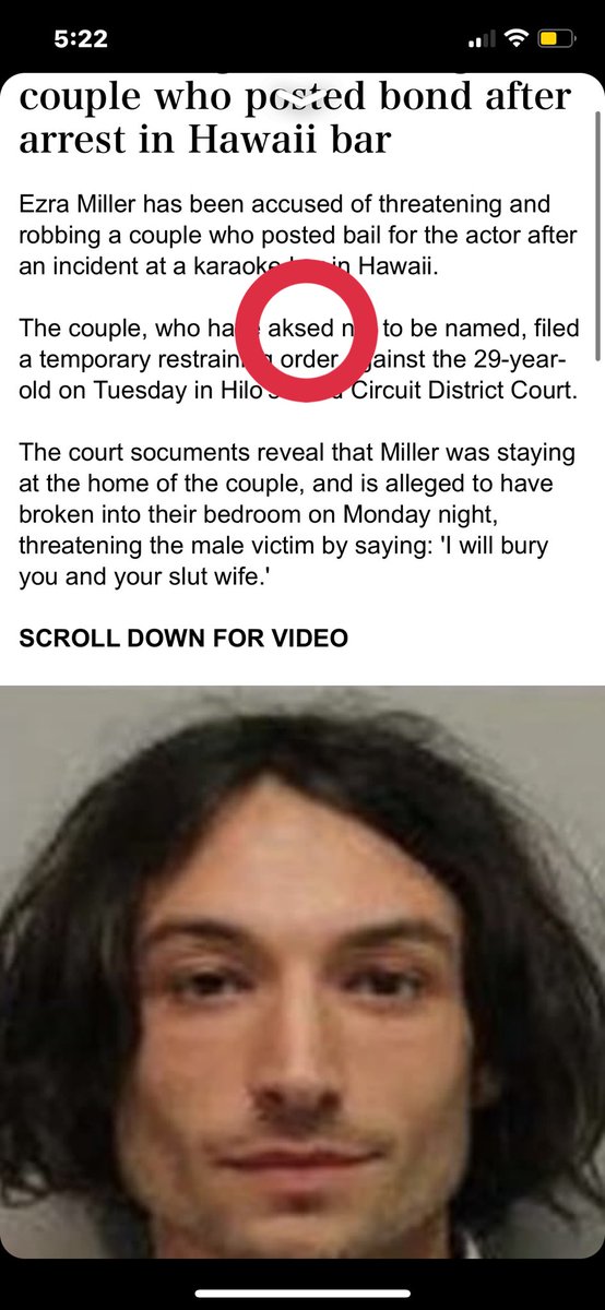 beaches_hannah's tweet photo. @DailyMail you need to proof read your articles before you post them, spelling error right here in the ezra miller article.. https://t.co/7SPSpN1E8L