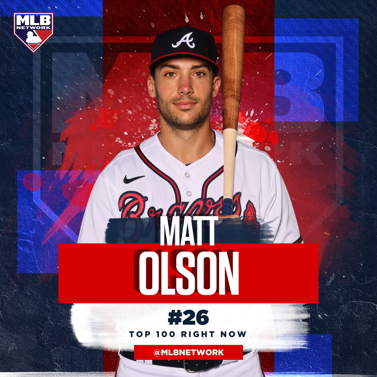 Up 18 spots from #44 heading into last season!

RETWEET for a chance at a <a href="/RawlingsSports/">Rawlings Baseball</a> ⚾️ signed by Matt Olson and catch the rest of tonight's #Top100RightNow countdown right now on MLB Network.

Rules: atmlb.com/34ePZnW | NoPurNec | US/18+ | Ends 4/2