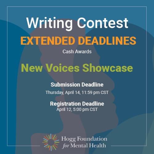ArtSparkTx's tweet photo. Extended Deadlines! @HoggFoundation is giving more time for you to share how your #mentalhealth has been impacted during heightened injustice, race-related trauma &amp; the #covid19 pandemic. #cashawards #bipoc #lgbtq #disability #religion #minority #21andup https://t.co/N4HM5mJTuy https://t.co/pkbzxxIpdj