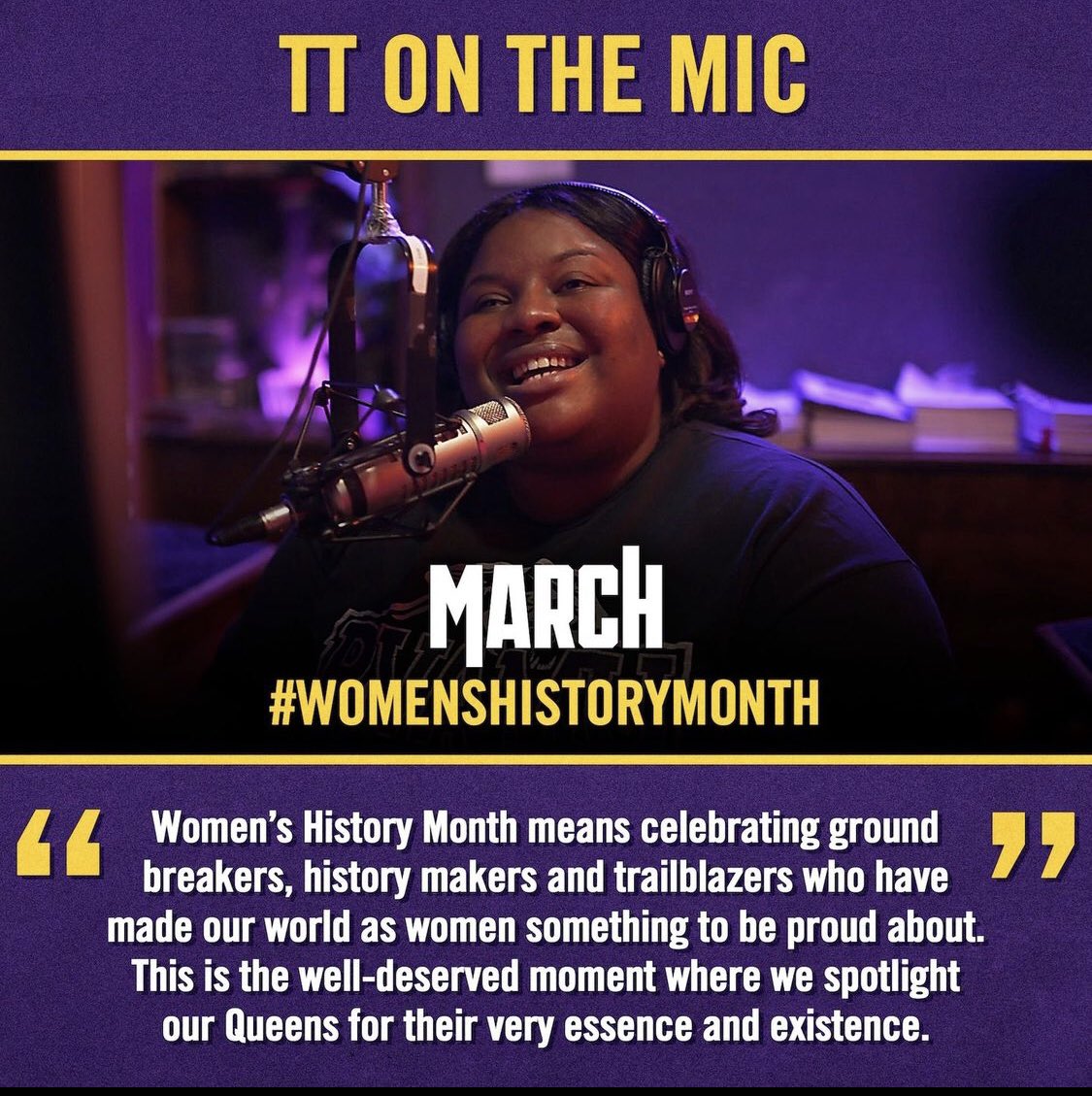 _ttonthemic's tweet photo. Thank you @stage13network for showing love! I’m proud to be a woman. I celebrate us, I root for us and I expect nothing but greatness from us. Make sure you get @TheCW app to watch #CWMarch and support #hbcubands and women in the band! #pvamu #hbcu #swac #wawgwawn #marchingstorm https://t.co/B0qkUPkvwM