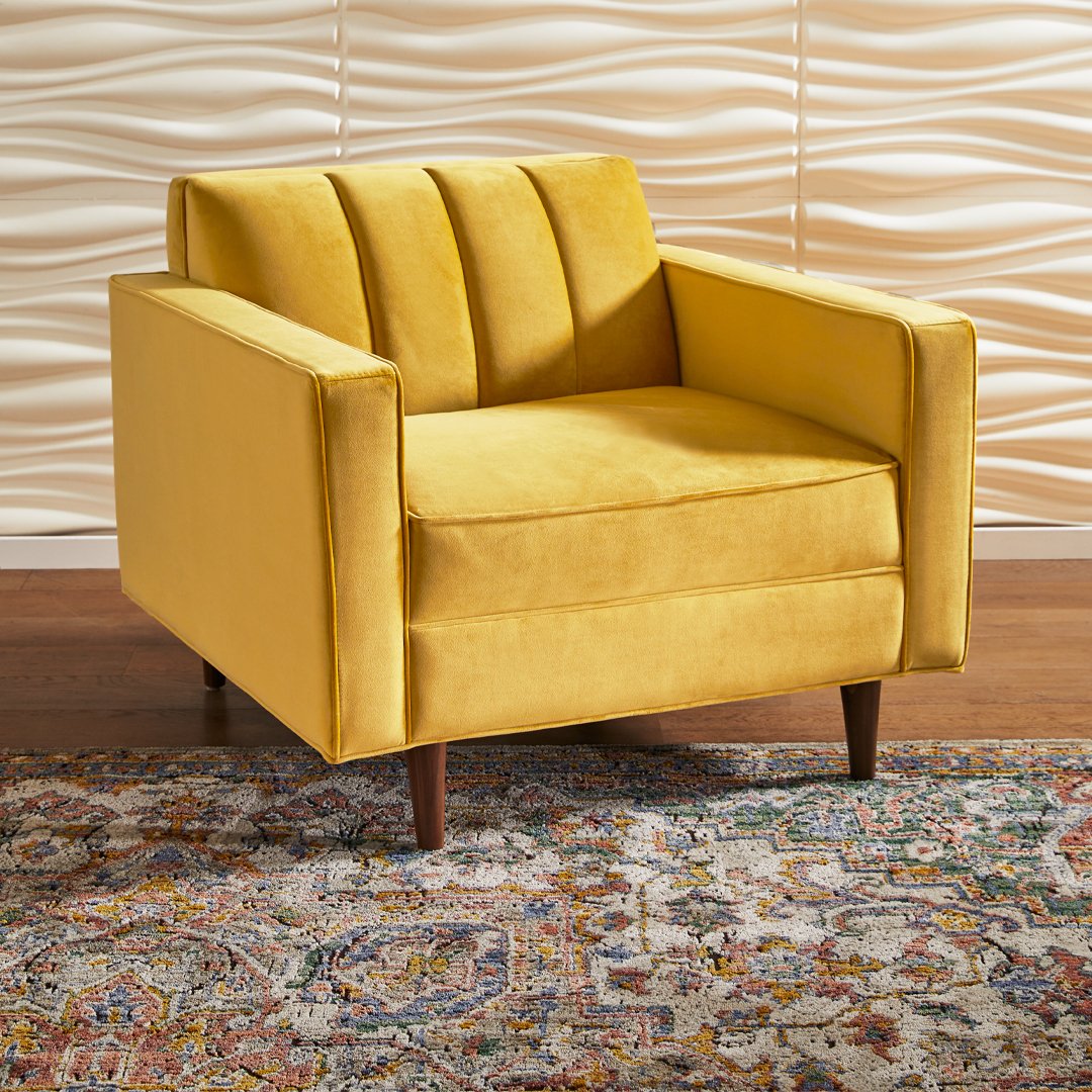 All about luxurious accent pieces with velvety texture and mid-century details. 💛💛💛 #scandinaviandesigns #interiordesign #interiors #furniture #furnituredesign #scandistyle