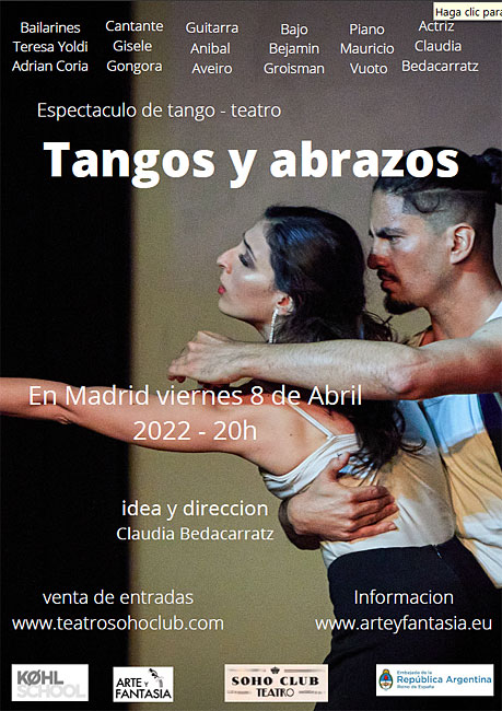 ARTE Y FANTASÍA presenta 'Tangos y Abrazos'
eter.com/actualidad/not…
<a href="/ClaudiaBedacar2/">Claudia Bedacarratz</a> <a href="/SohoTeatro/">Soho Teatro</a>