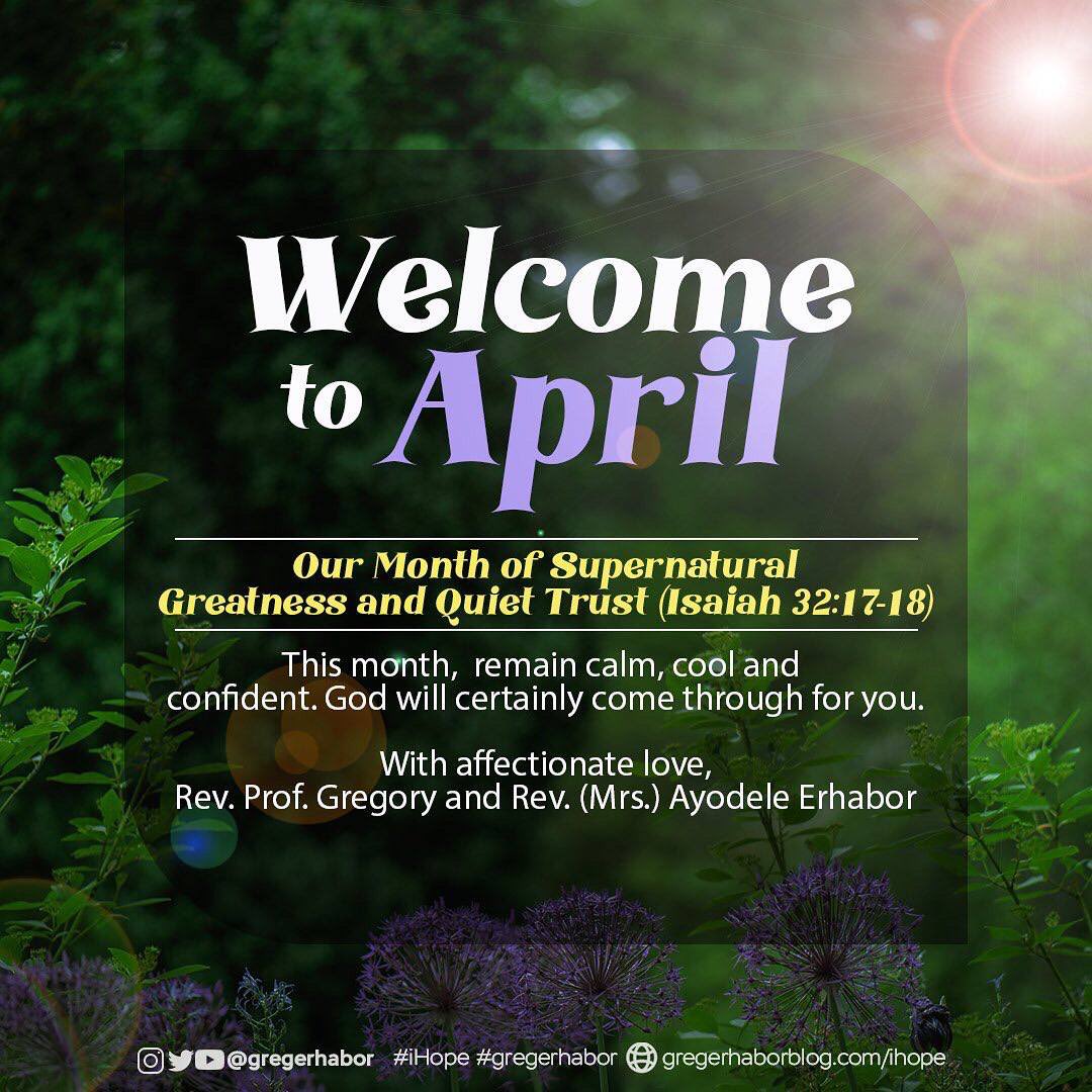 gregerhabor's tweet photo. Maintain a cool, calm, and confident demeanor.
God will undoubtedly come through for you.
#gregerhabor #iHope #ihope #april2022 #calmtrust #supernaturalgreatness #newmonth #messageofthemonth https://t.co/tHopKURmKS