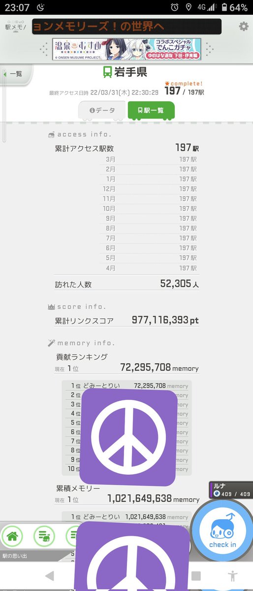 domitrii_eki's tweet image. コメント変更しました（満足したのでランカーは引退します）。
なお、駅メモ自体は継続します。
当面（今年度？）は三陸鉄道全駅300回、称号4000個、お仕事50000階を目指します。
引き続きよろしくお願いします。