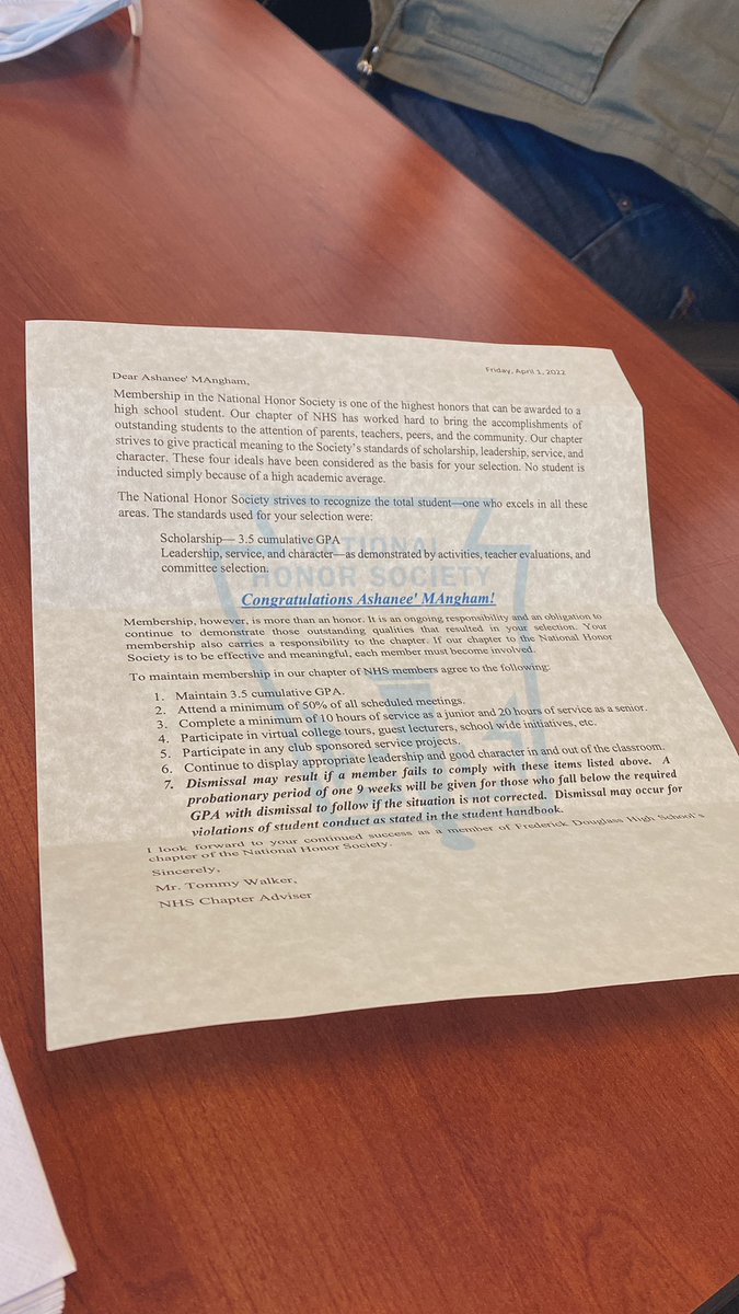 Acceptance letters for Frederick Douglass High School’s National Honor Society are COMING SOON! Congratulations Ashanee! We’re looking forward to growing with each of you! #AstroPride #NHS @apsDouglassHigh https://t.co/1sNfE15pmZ