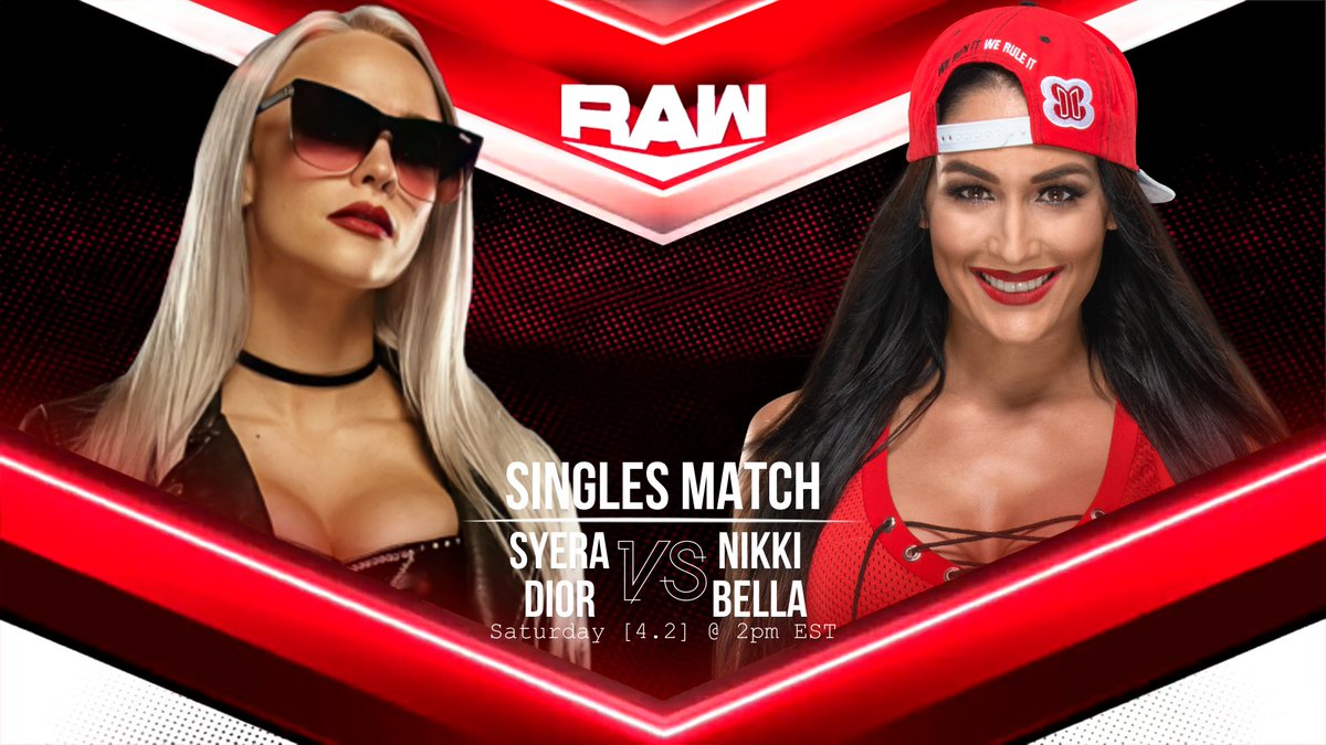 This Week on Raw, Live from Charlotte North Carolina: Nikki Bella is set to make her debut return to AWRW against Syera Dior & Carmella makes her debut return against The Diamond of The Division, Chanel!!  This Weekend @ 2pm EST https://t.co/R9XDcH5TuG