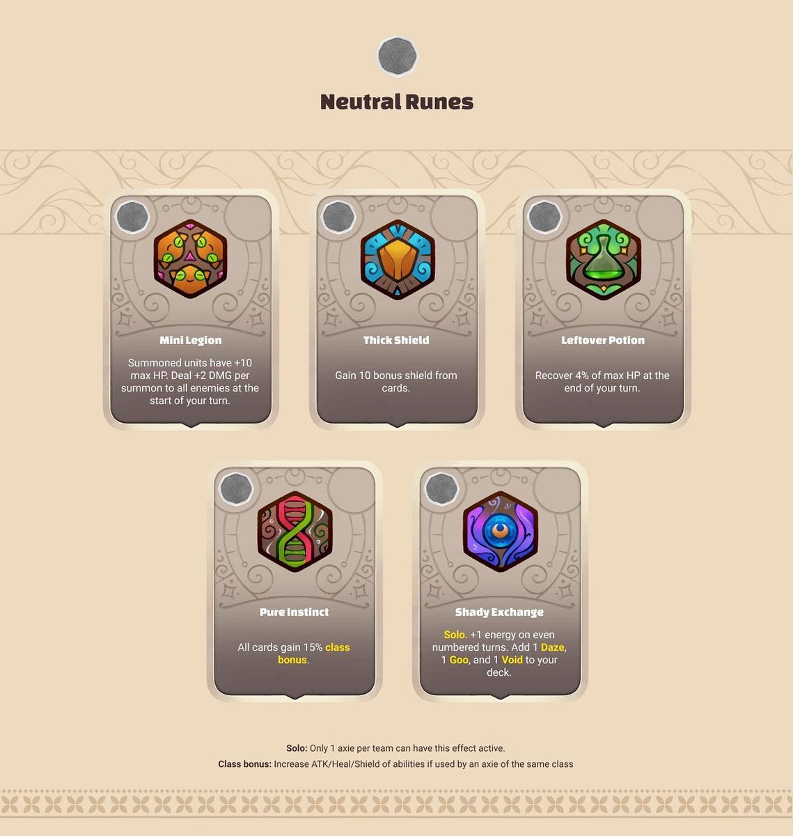 wwp_guild's tweet photo. 💎 Neutral class Runes &amp; Charms.
🔥 Runes are special power-ups that can be equipped to your Axie. Each Axie can equip one rune.
🔥 Charms are power-ups that enhance an Axie's parts and abilities. Each of an Axie's six abilities can equip one charm.

#wwpofficial #AxieInfinity https://t.co/Q1AZGEWhcn