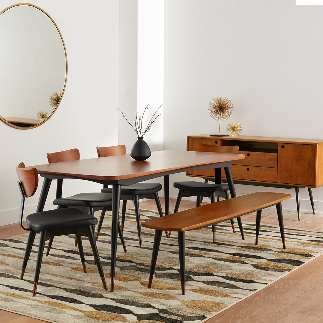 To make a more formal statement in your dining room, add a sideboard to store your dining essentials. #scandinaviandesigns #interiordesign #interiors #furniture #furnituredesign #scandistyle