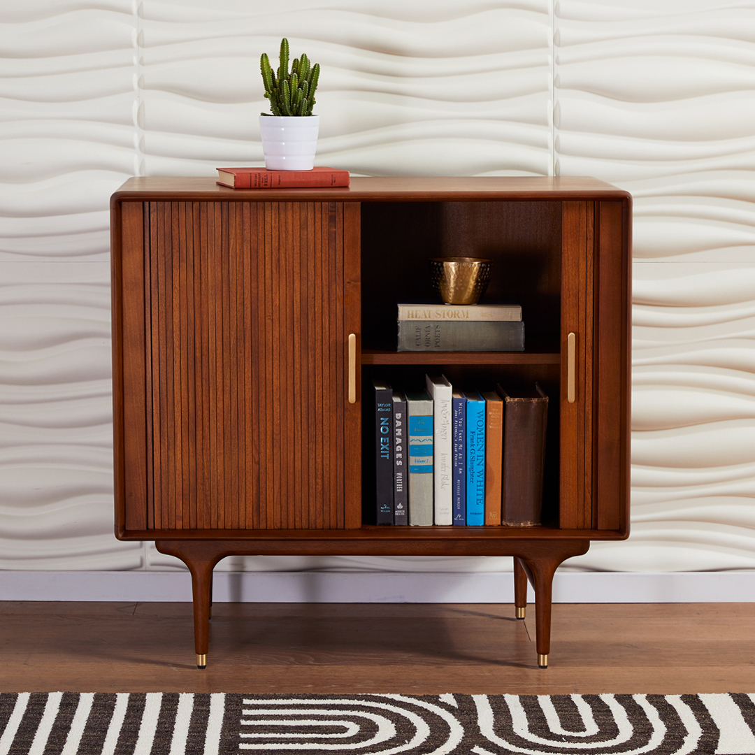 We love a piece that can do it all: enough space to house media accoutrements or home bar essentials. #scandinaviandesigns #interiordesign #interiors #furniture #furnituredesign #scandistyle