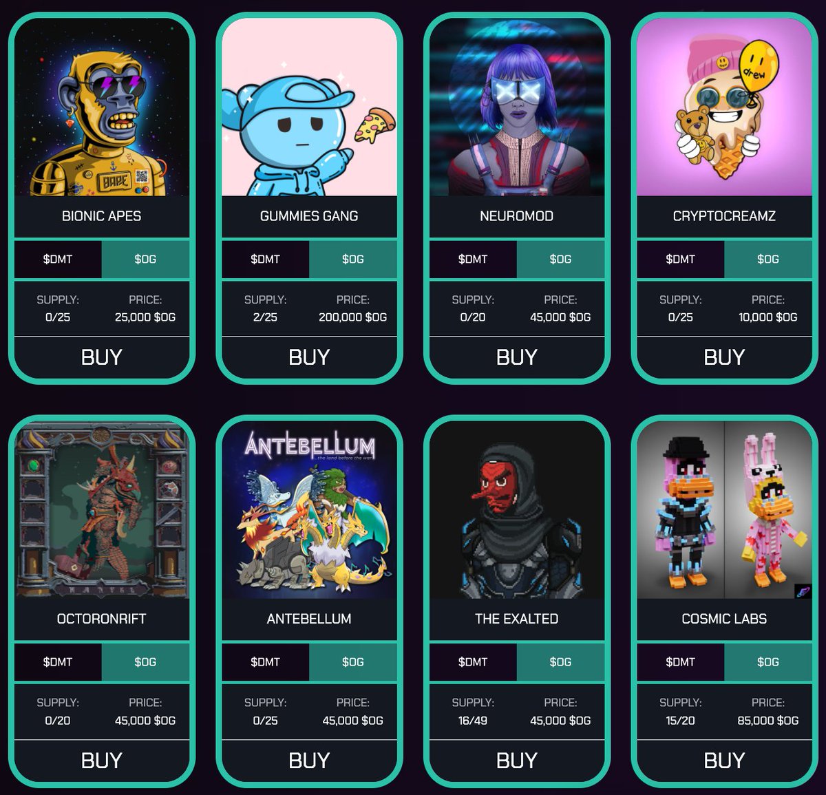 OogaVerse's tweet photo. π₯ Welcome to the #OogaStore π₯
β€οΈ Happy to partner up with some strong projects:
@bapesnft @GummiesGangNFT @NeuromodNFTs @CryptoCreamz @OctoronRift @exaltedNFT @AntebellumGames @CosmicLabsNFT
Secure your WL at https://t.co/vbUbwd5PuB for $OG or $DMT β
#NFT #OogaVerse #MAG https://t.co/FjNBc5ZDxX