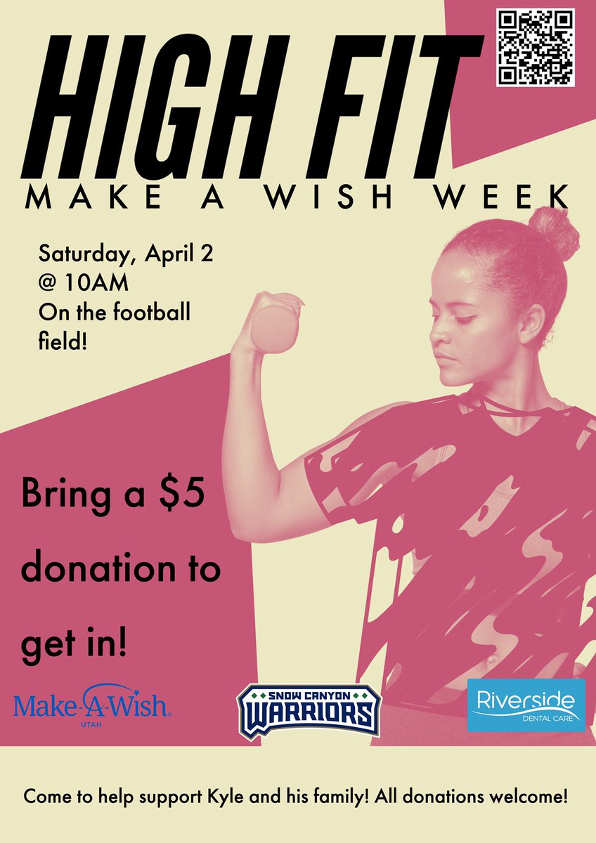 Make sure to come to high fit this Saturday at 10 am on the football field!! All money raised will go straight to Make a Wish Week!