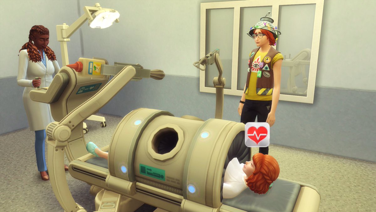 HanbamSims's tweet photo. #NotSoBerry generation 2 is here! #TheSims4 

I think it's worth mentioning that seconds after this cute photo was taken Erwin freaked out in pre-parental panic, the doctor T-posed while using the console, and Alice flew out the end of the machine and hovered mid-air 🙃 https://t.co/fOgwGnqGdM