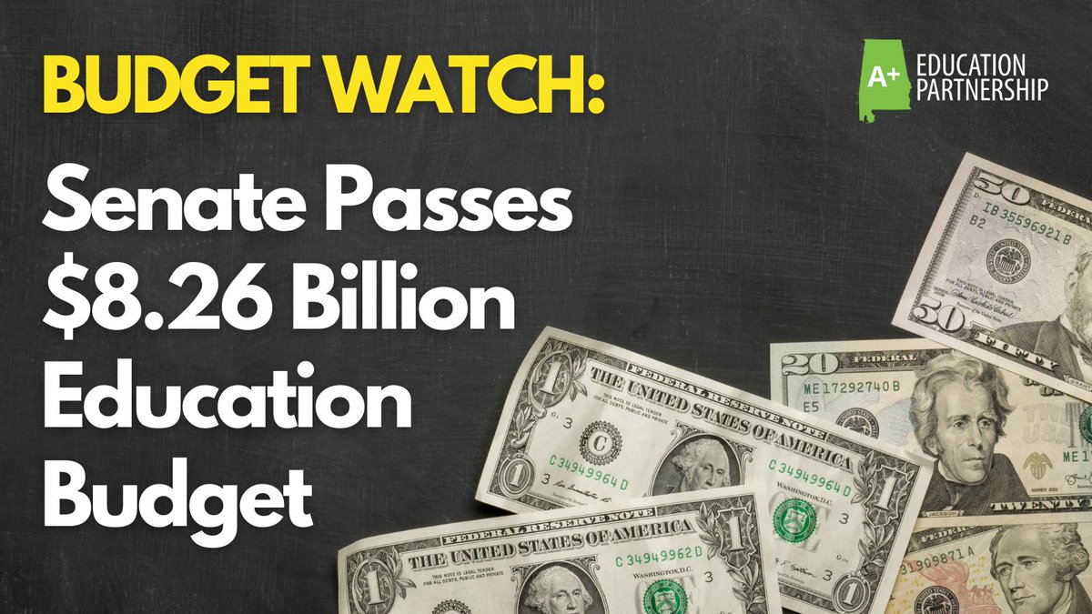 aplusala's tweet photo. ED BUDGET UPDATE: The AL Senate passed an $8.26 billion Education Trust Fund budget today, including significant teacher raises. It now goes back to the House for concurrence then to Gov. Ivey for signing. Read our summary of the budget here: https://t.co/zf3Q2SbtbR
#EdInSession https://t.co/wTPMEky8hf