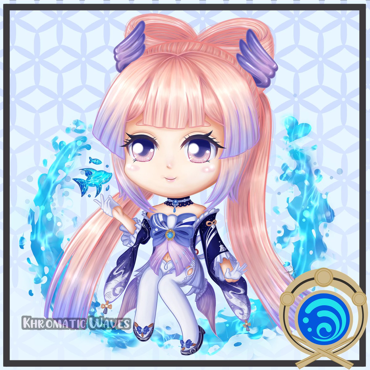 KhromaticW's tweet photo. She's finally done! First in my Genshin Chibi series Kokomi! 💙🌊

#GenshinImpact #kokomi #genshinimpactfanart #Genshin #FANART #chibiart https://t.co/3Qdurnf2k1