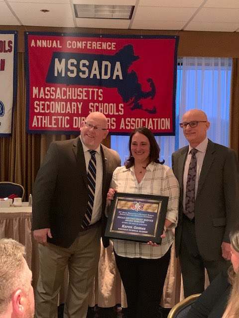 PVIAC's tweet photo. Congrats to our PVIAC, District 1, MSSADA award recipients, Karen Gomez, WTA and Mike Roy, Minnechaug Regional. @MIAA033 @MSSADA9 https://t.co/xWmiiMGisN