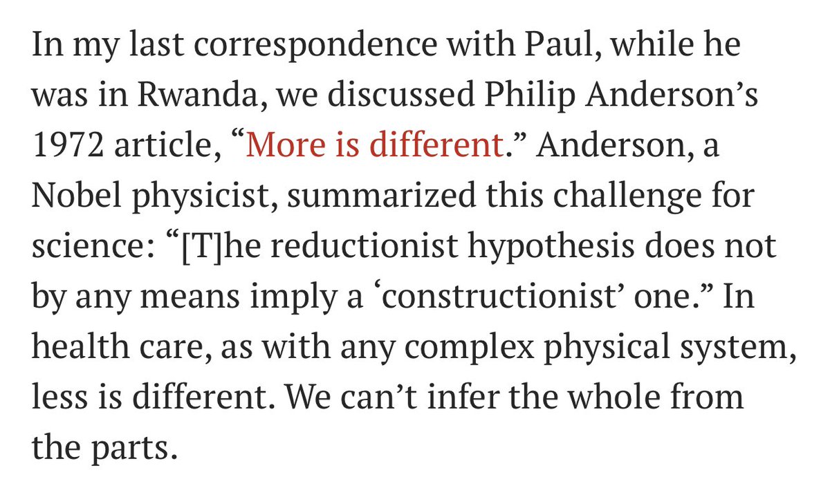 “Less is different”: A lovely glimpse of Paul Farmer’s worldview by one of our fellows, Matt Bonds. This integrative thinking is in Pivot’s work too. science.org/content/blog-p… <a href="/pivotmadagascar/">PIVOT</a> @MatthewBonds3