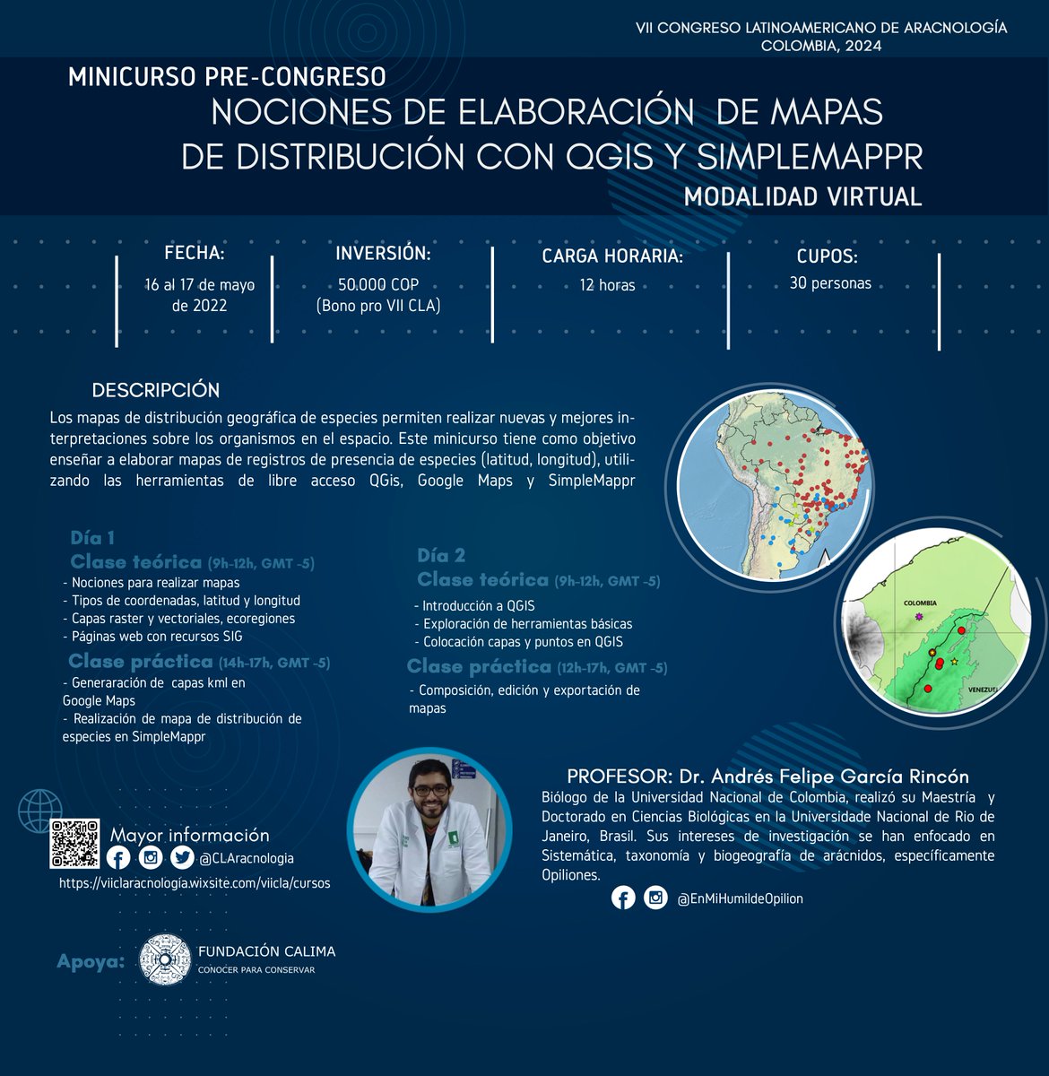 CLAracnologia's tweet photo. El primer curso pre-congreso del VII CLA está listo!!! Consulta toda la información aquí: https://t.co/L9lqeEaxDb https://t.co/5iwe97MuTq