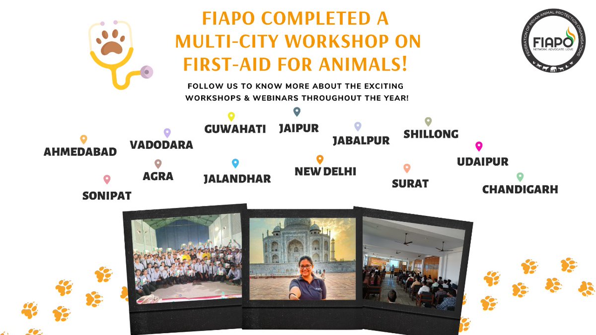 FIAPOIndia's tweet photo. FIAPO reached out to more than 1200 students who attended first-aid workshops in colleges and universities in various cities in one month!

#FirstAidForAnimals #AnimalRights #TogetherWeDoMore https://t.co/IW60g6GvgN