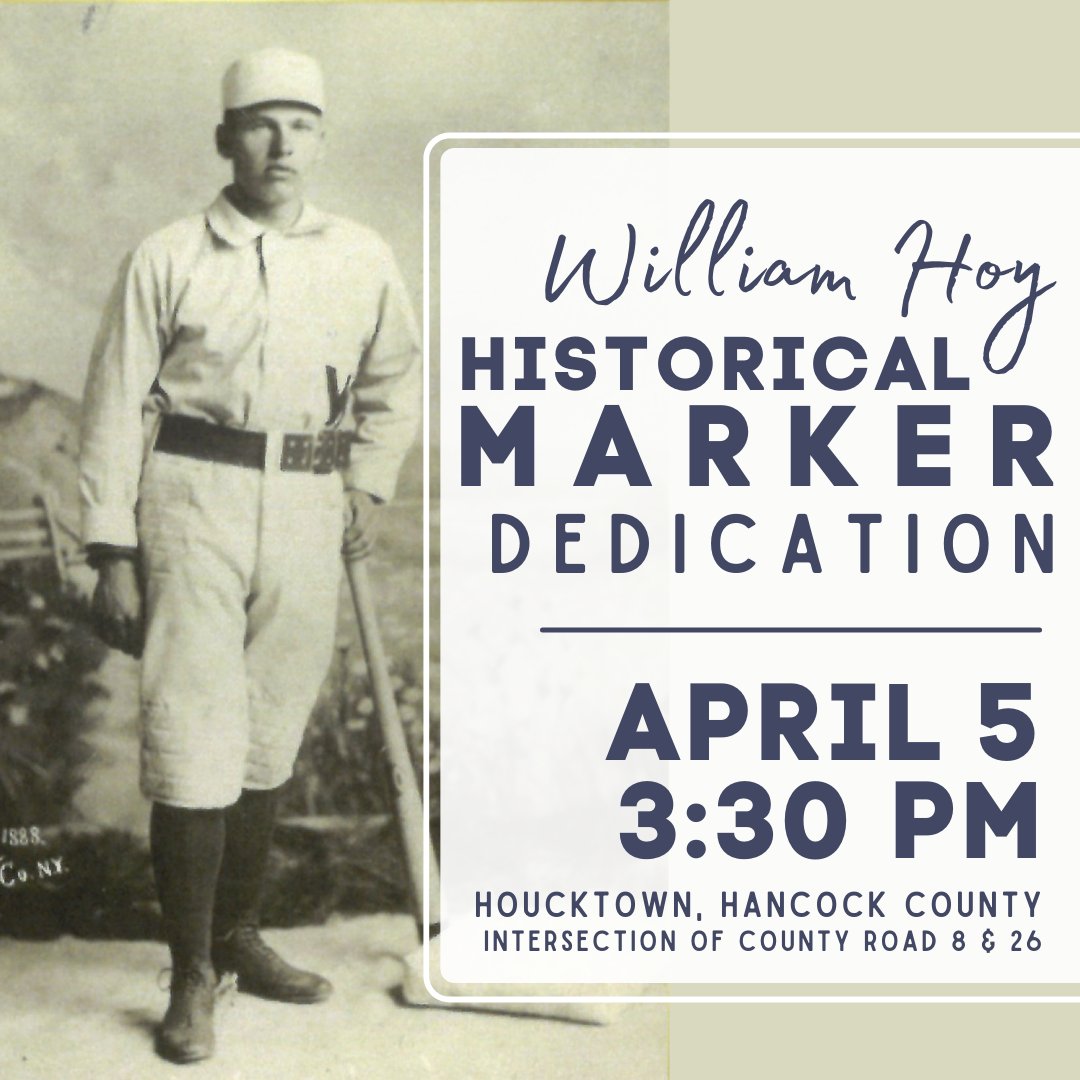Hancock County native William "Dummy" Hoy, a <a href="/CincinnatiReds/">Cincinnati Reds</a> legend who played in the <a href="/MLB/">MLB</a> from 1888-1902 is being recognized with a historical marker in Houcktown, his small hometown outside of Findlay.  ℹ: visitfindlay.com/event/william-… 
#VisitFindlay #FindlayOhio <a href="/HancockHistoric/">Hancock Historical M</a>