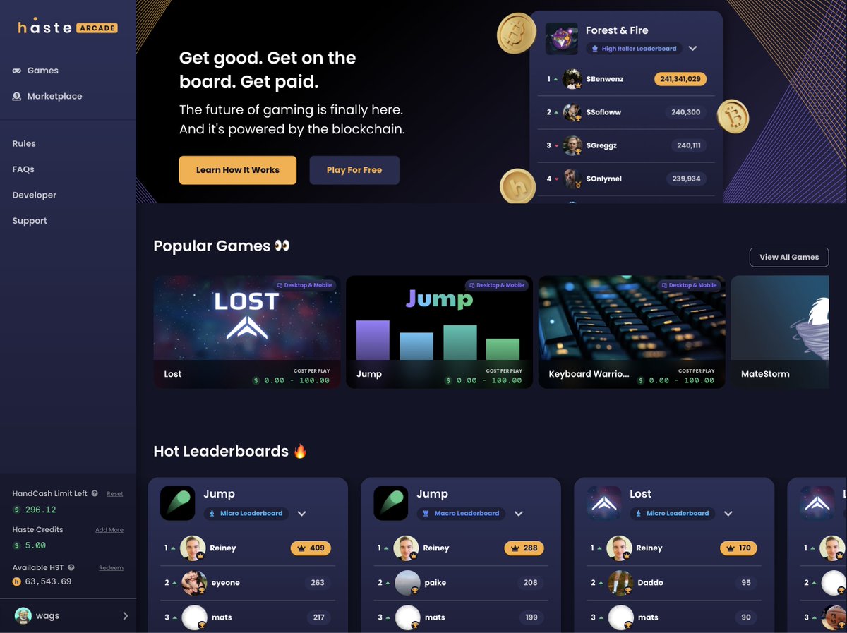 Now Live 🔥 - Greatly improved Onboarding - Google & Twitter sign in / sign  up - Haste Credits (zero crypto knowledge required) - Free gameplays -  Updated home page - New