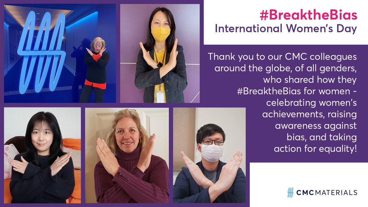 cmc_materials's tweet image. We thank our CMC colleagues around the globe, of all genders, who have shared how they #BreaktheBias for women through celebration, awareness, and action every day. bit.ly/3NHl7UL
#iamcmc #GoFarTogether #IWD #IWD22 #DiversityinSTEM #WomeninSTEM