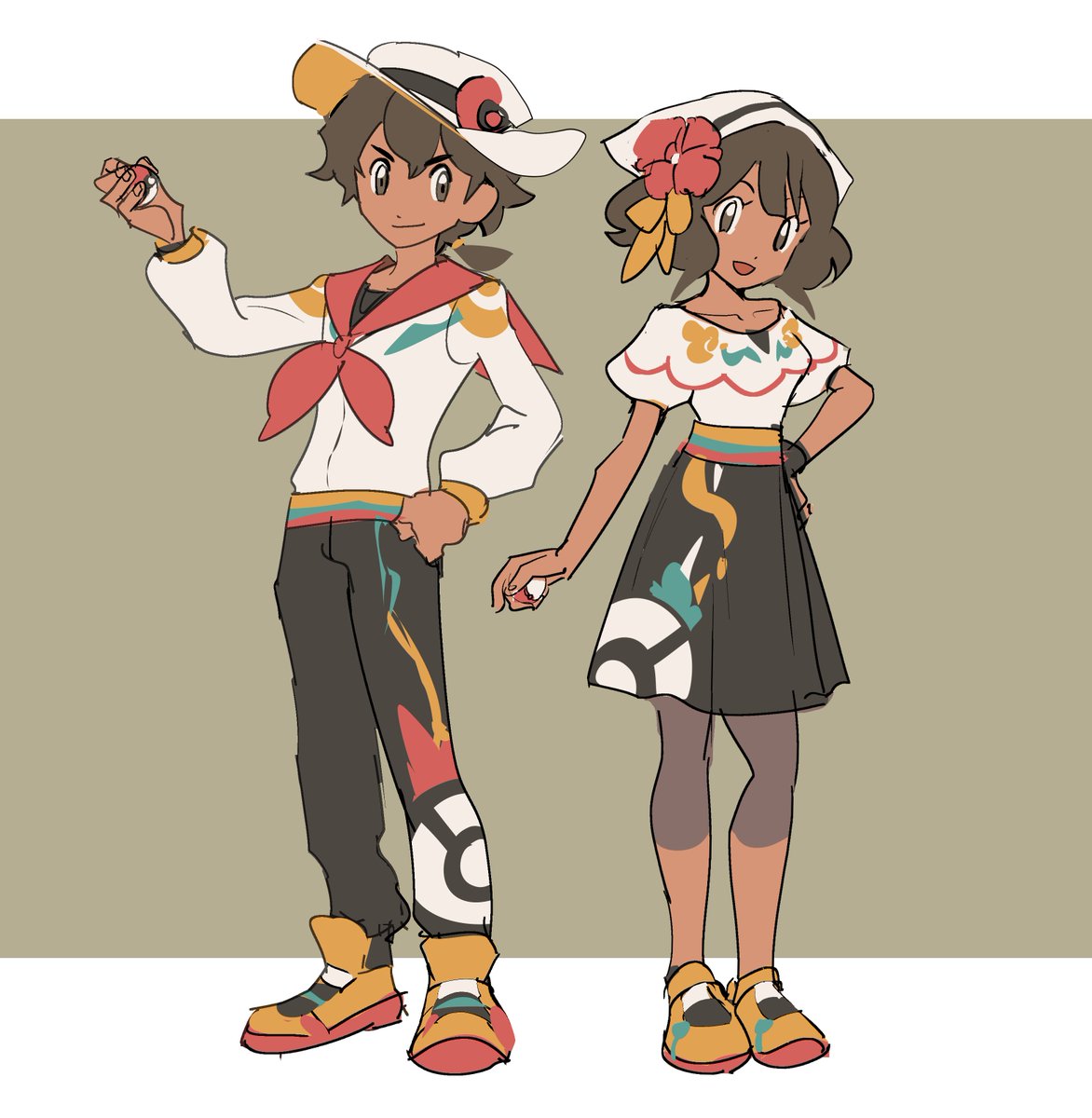 「pokemon protagonists I designed for my f」|rev @ Catchupのイラスト