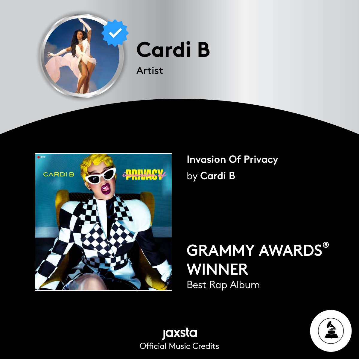 vnlasx's tweet photo. Today we launched our latest #JaxstaPlus feature! Creatives can now automate and share a digital plaque of @RIAA Certifications, GRAMMY Award wins and nominations directly from their Jaxsta Profile! 

#GRAMMYs #TheRecordingAcademy #GRAMMYs2022 #GRAMMYsAwards #RecordingAcademy https://t.co/0w1rdH47lu