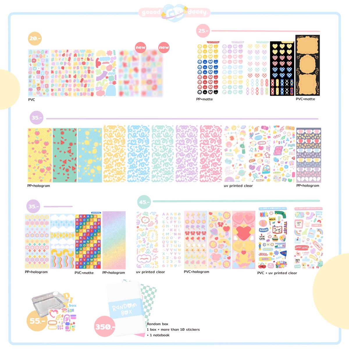 _merry_making's tweet image. 🎢 GOOODAAAY 🪅

🧺 ใบเมนูของเราตอนนี้นะคะ 🧴
[update] 1 APR 2022 

✋🏻
#mkgoodsrv - รีวิว 

📦 สินค้าพร้อมส่ง — shop.line.me/@530hvurt 
หรือ สั่งซื้อทาง DM

#สติ๊กเกอร์ไดคัท #เฟรมการ์ด #สติ๊กเกอร์ตกแต่ง