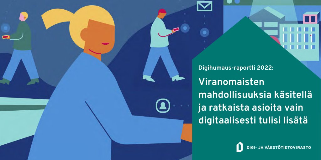 DVVfi's tweet photo. Viranomaisten mahdollisuuksia käsitellä ja ratkaista asioita vain digitaalisesti tulisi lisätä.

Tuore #Digihumaus 2022 -raportti esittelee neljä erilaista tulevaisuuskuvaa, jotka ovat mahdollisia Suomessa, ja esittää niihin toimenpide-ehdotuksensa.

👉 https://t.co/KbL2eFMIGB https://t.co/lBzm6AofSU