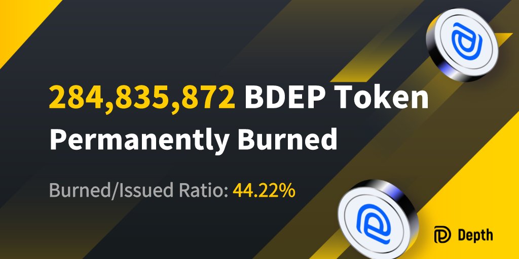 In total, 284,835,872 BDEP has been burnt.

Burned/Issued ratio: 44.22%.

Check More：
docs.depth.fi/dep-token-burn