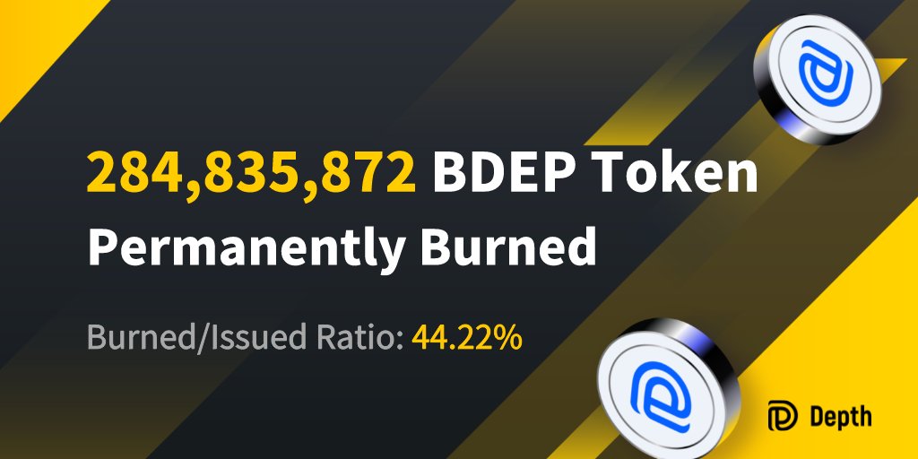 In total, 284,835,872 BDEP has been burnt. Burned/Issued ratio: 44.22%. Check More： docs.depth.fi/dep-token-burn