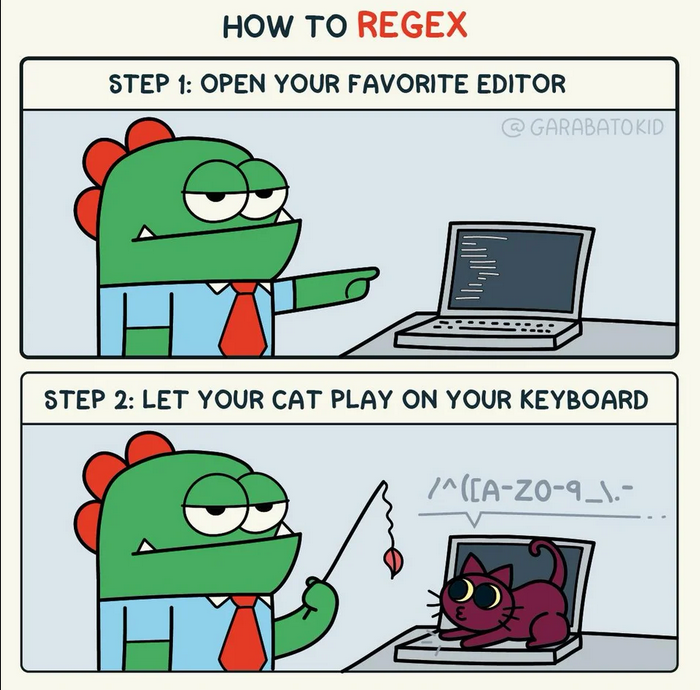 programmerjoke9's tweet photo. How to regex#100Daysofcode #javascript #programming #dev #linux #java #programming #CodeNewbie #python #reactjs #bugbounty #DataScience #infosec #gamedev #BigData @programmerjoke9 https://t.co/MVffTdq4wj