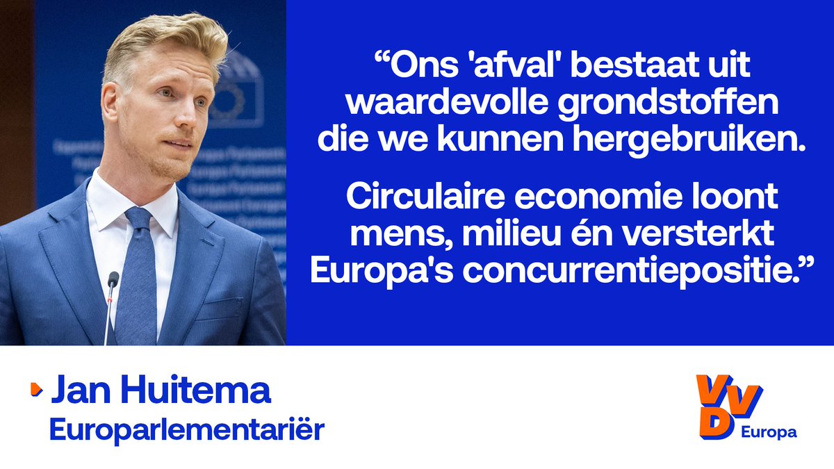 De knop moet om: ons 'afval' bestaat uit waardevolle grondstoffen die we kunnen hergebruiken. Een circulaire economie loont mens, milieu én versterkt Europa's concurrentiepositie.

VVD-Europarlementariër <a href="/jhuitema/">Jan Huitema</a> zet zich in om van duurzame producten de nieuwe norm te maken.