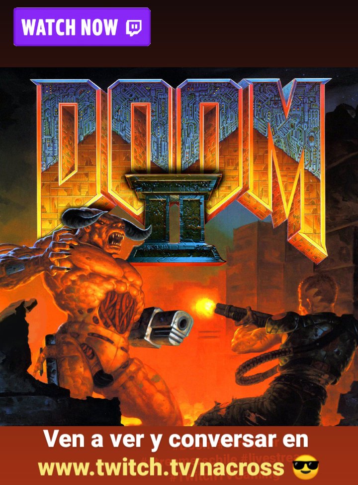 NacrossX's tweet photo. En vivo. Hoy seguimos jugando #Doom 2. Ven a ver y conversar en https://t.co/naaeYsTspk 😎

#streamer #streamerschile #livestream #TwitchTVGaming 
 #twitchtv #gamer #streaming #streamerlatino #twitchstreamer #TwitchStreamers https://t.co/7vIarAnhWl