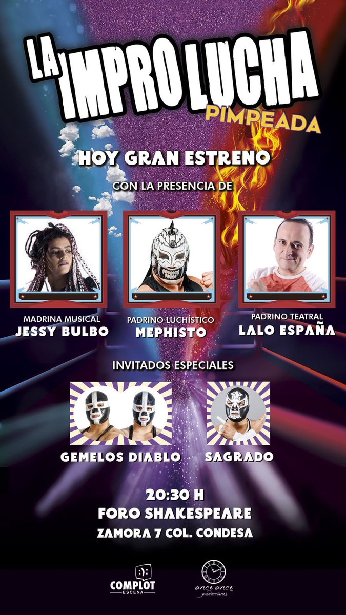 laloespana's tweet photo. Hoy arranca la #improlucha en el @ForoShakespeare Ahí nos vemos. Gracias por invitarme nuevamente de padrino. Todo el éxito. 🙏🤗👏🌅 🎭 https://t.co/ug1nggGfn1
