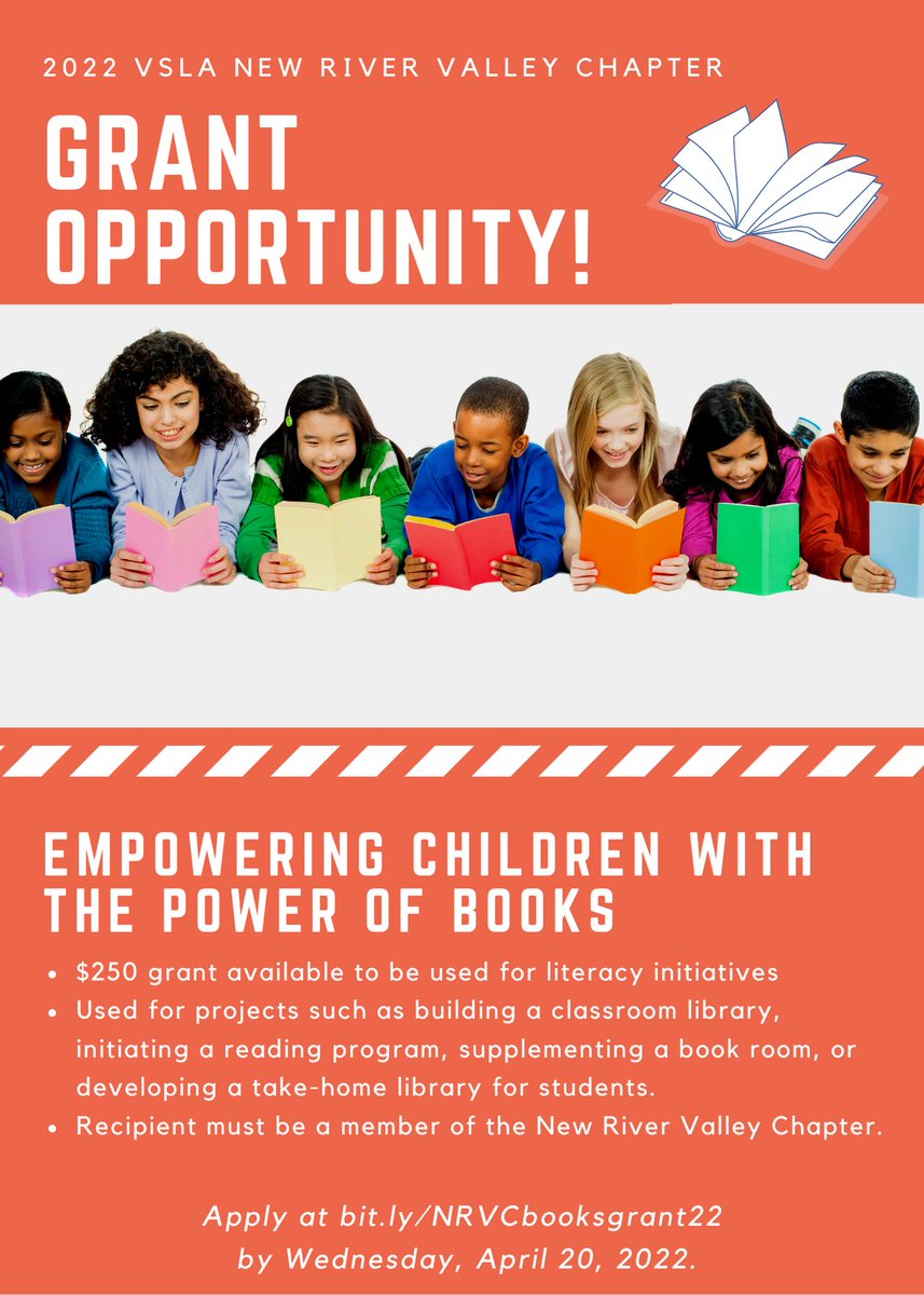 Do you have a literacy project idea that could
use some funding? NRVC would like to award YOU
with $250 towards funding your idea!

Apply for our Empowering Children with the
Power of Books grant. Application and info can
be found at bit.ly/NRVCbooksgrant…

Deadline is April 20.