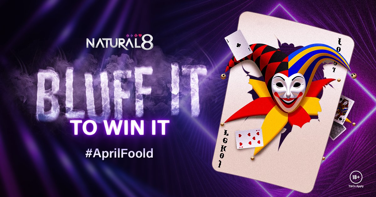 natural8's tweet photo. #Natural8 is picking the 9 best bluffs to participate in an #AprilFoold Final Table Showdown worth $500!

HOW TO JOIN? COMMENT YOUR
- N8 Nickname
- Hashtag #AprilFoold
- Hand ID &amp; a SCREENSHOT of your Pokercraft hand

Deadline 1st Apr 2359 UTC / More info https://t.co/YrNRzY3l19 https://t.co/lu8N86x3Of