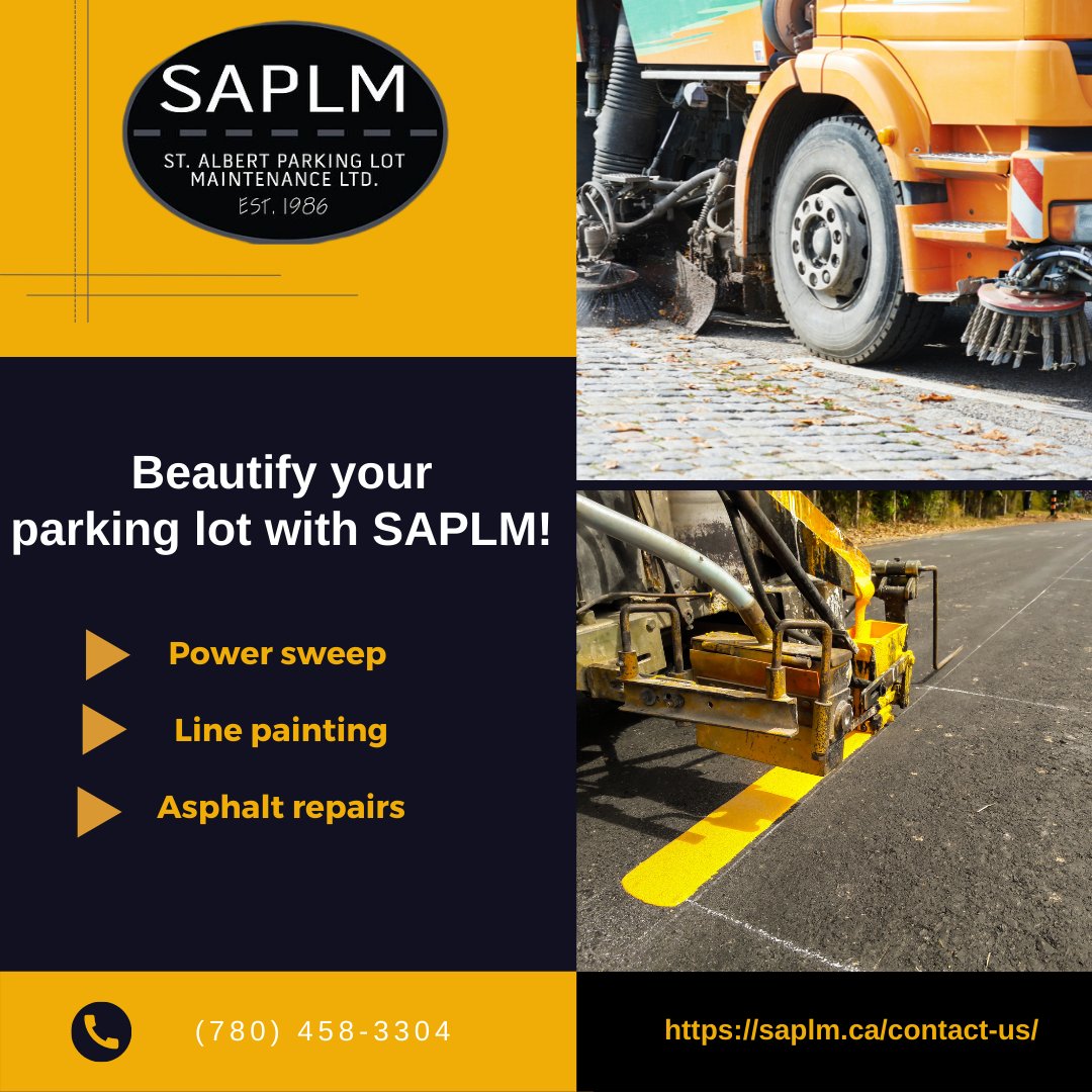 Beautify your parking lot with SAPLM! 
Power sweep &amp; get your parking lot cleared of all the fall and winter debris by calling (780) 458-3304 (and get a FREE estimate!) #yeg #edmonton #edmontonmade #yegbusiness
Visit us online to see all our services saplm.ca/services/