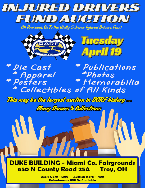 gbilling90's tweet photo. Please support the DARF Injured Drivers Fund Auction on April 19 in Troy! Lots of great items and collectibles! @35racewaypark @EldoraSpeedway @BurgSpeedway @ShadyBowl @FastestHalfMile @AndersonSpeedwy @TheLevelPebble @ToledoSpeedway https://t.co/dotWfeGvTs