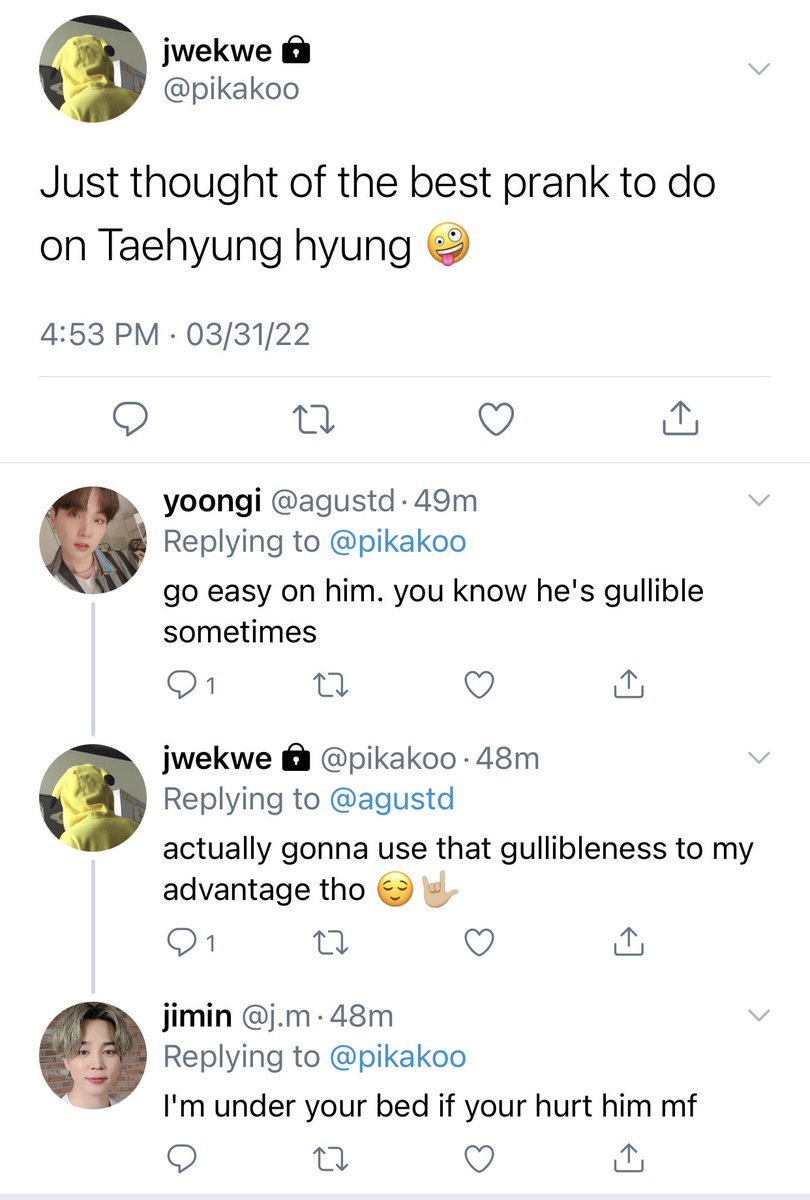 taetaehland's tweet photo. short #taekookau where jeongguk's april fools' pranks to his best friend, taehyung turns into something else. https://t.co/WcMkf3S9hX