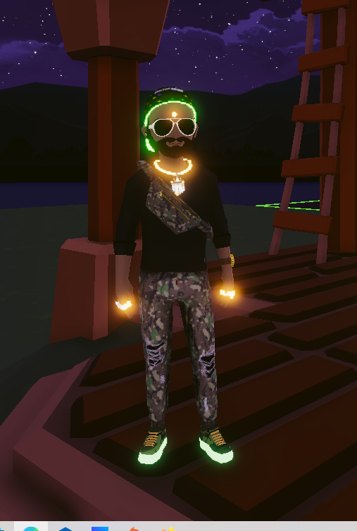 Just out here trying to blend in..
💧Backwards hat by <a href="/DOCTORdrippNFT/">DOCTORdripp</a> 
💎Sparkling Diamond Watch, Shirt, Shades by <a href="/virtewel/">VIRTEWEL</a> 
💰Gang Gang Chain by <a href="/RichHomieNFT/">RichHomie.NFT</a> 
💯Camo Jeans by @DCLmetametals 
🔥Camo Fanny Pack Collab by <a href="/metajewels_io/">Meta Jewels</a> &amp; @DCLmetametals 
😎Camo Neon Sneakers!