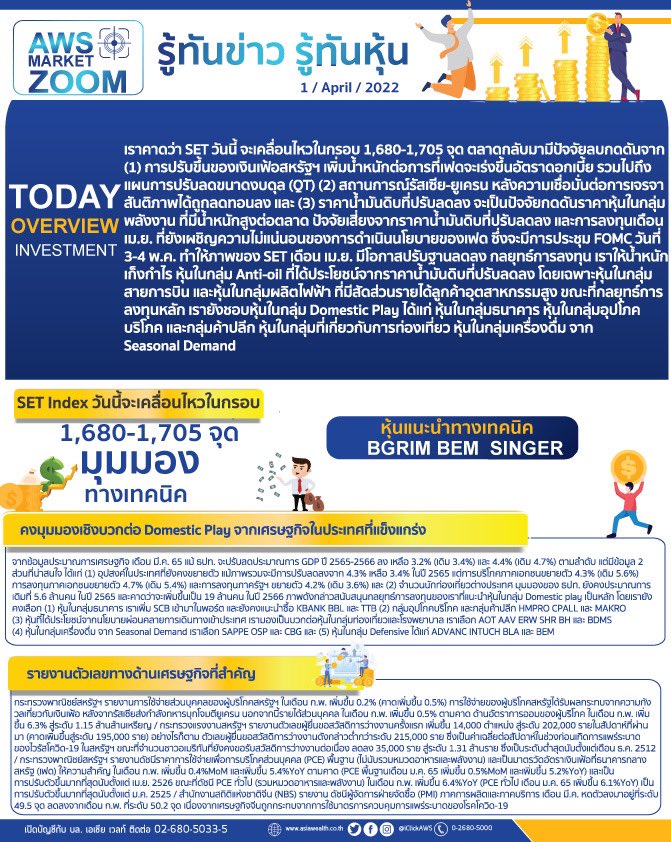 iclickaws's tweet image. ☀️  AWS MARKET ZOOM  📝
รู้ทันข่าว รู้ทันหุ้น
aws.co.th/uploads/resear…

#AWSresearch 
1 April 2022