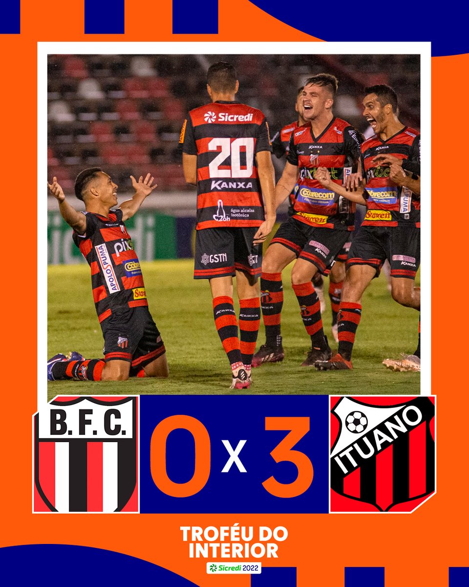 Paulistao's tweet photo. ITUANO É O GRANDE CAMPEÃO! 🎶🏆
Com gols de Rafael Pereira, Aylon e Igor Henrique, Ituano vence o Botafogo no estádio Santa Cruz e fatura o bicampeonato do Troféu do Inteior!
#FutebolPaulista #TrofeuDoInterior
📷Raul Ramos/Ag. Paulistão https://t.co/syUjPyoZw0